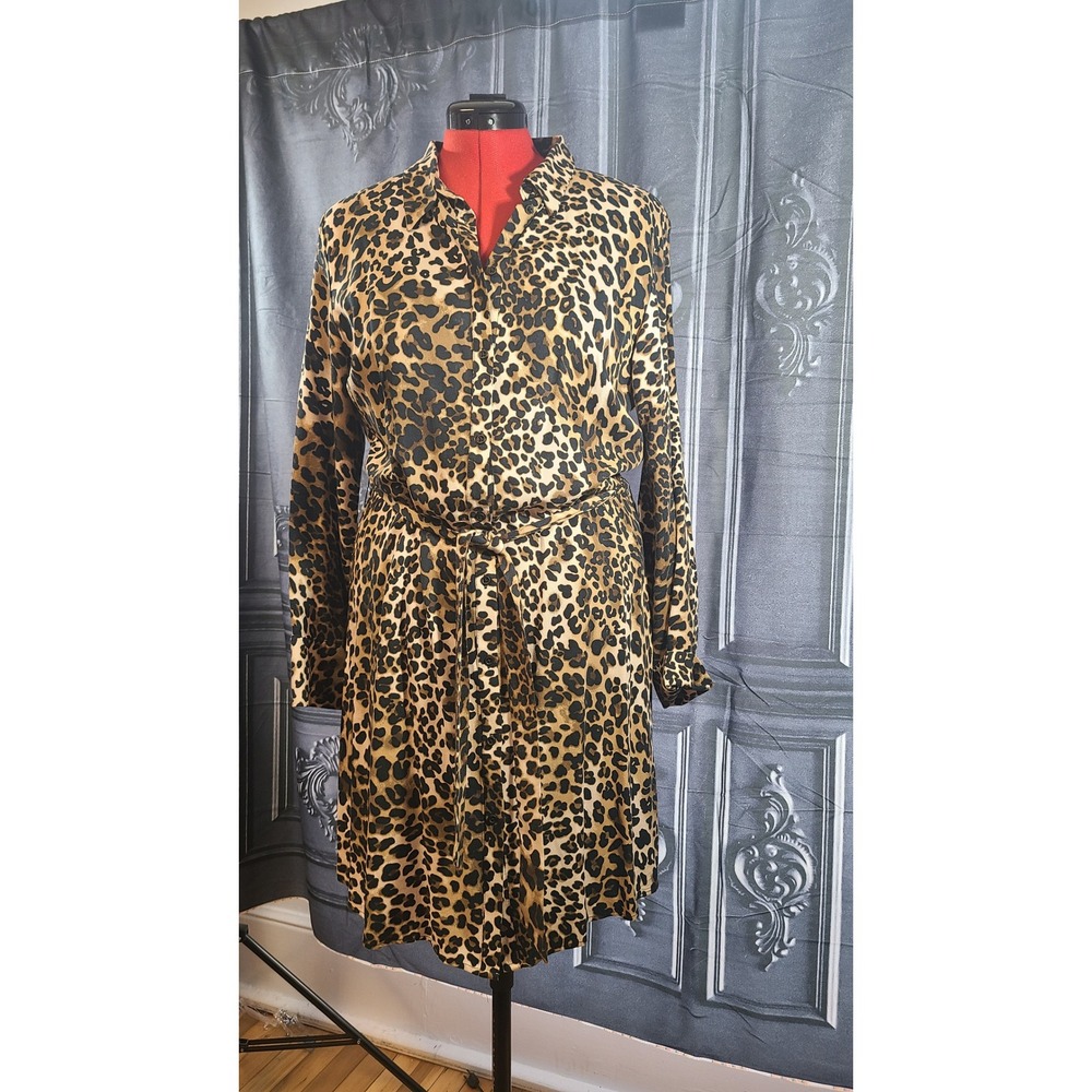 Abercrombie & Fitch Viscose Leopard Shirt Dress size XL‎